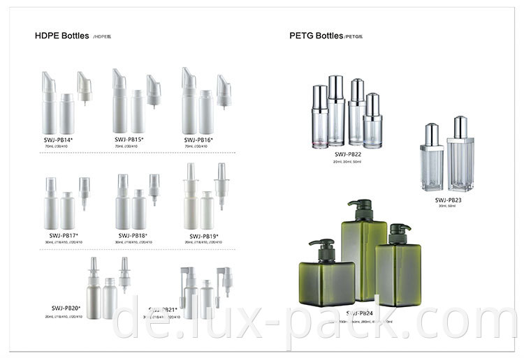 Fine Mist Pet 30ml 50 ml 100 ml 120 ml 150 ml 200 ml 250 ml 500 ml klare Plastiksprayflasche